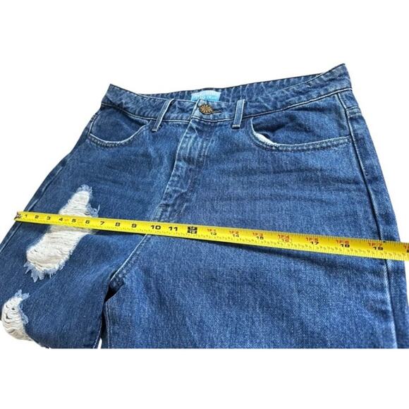Show Me Your Mumu Brooklyn High Rise Distressed Jeans AnkleSplit Raw Hem Size 29 - Picture 9 of 12